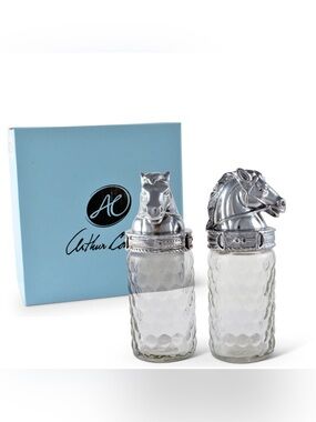 Arthur Court Silver Horse Head Glass Salt and Pepper Shakers
